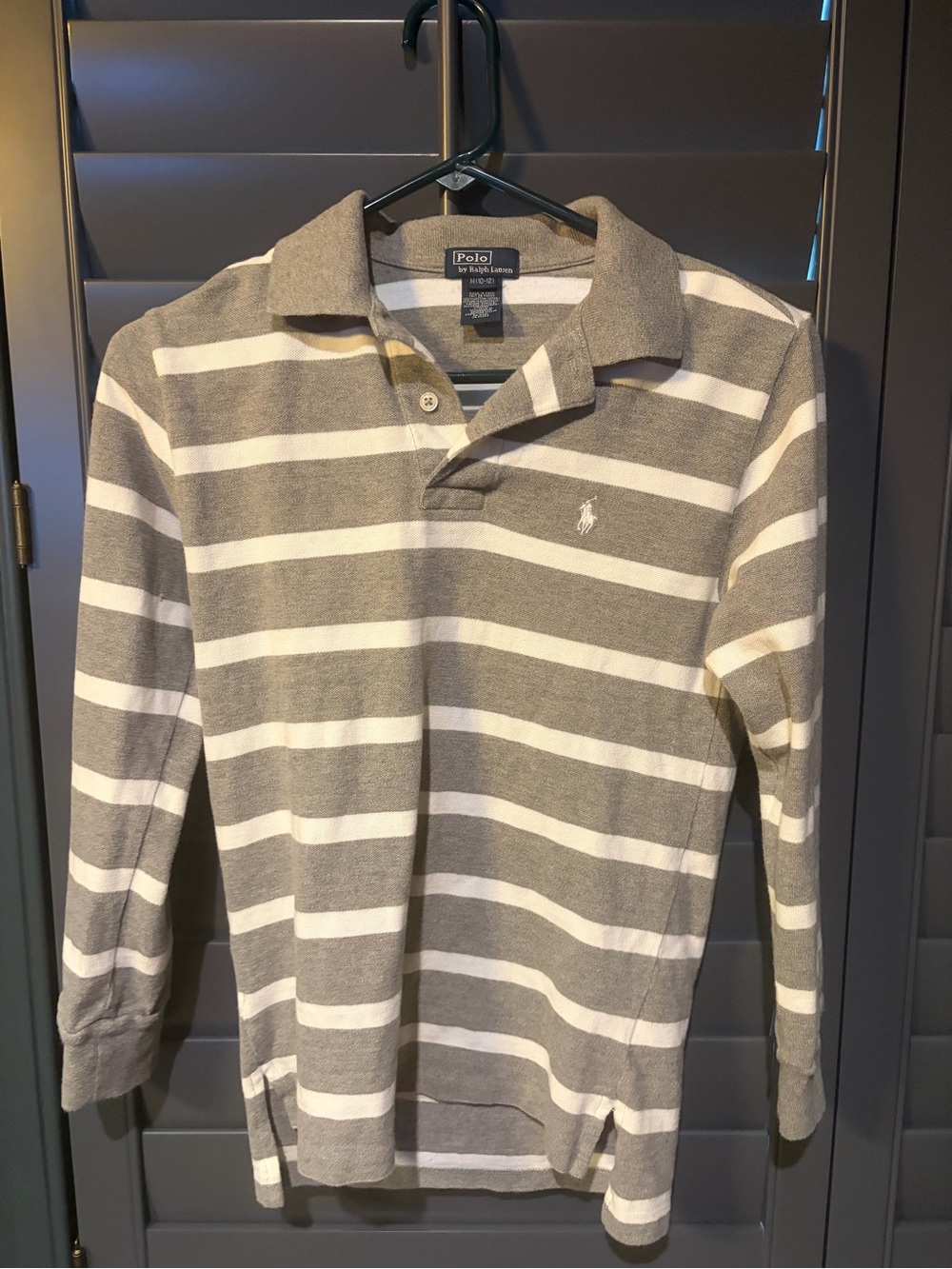 Polo by Ralph Lauren Gray & White Striped Long Sleeve Top
